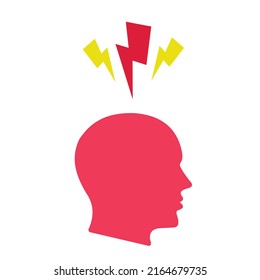 Vector illustration of a combination head and lightning icon that can visualize a headache