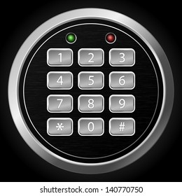 Vector illustration of combination lock on dark background