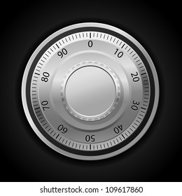 Vector illustration of combination lock wheel dark background