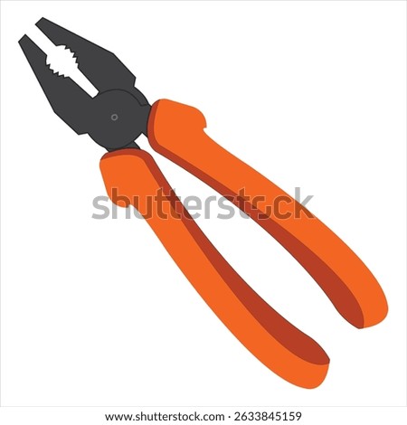 Vector illustration of combination pliers with orange handles. Ideal for tool, repair, hardware, or construction themes in technical and educational design projects.