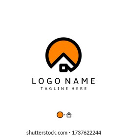 Vector illustration of a combination of a real estate icon and a sun icon. Simple, elegant, clean logo.
