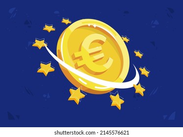 vector illustration of the combined currency of the euro gold coin