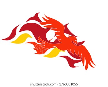 Vector illustration of a combined eagle and phoenix with fire