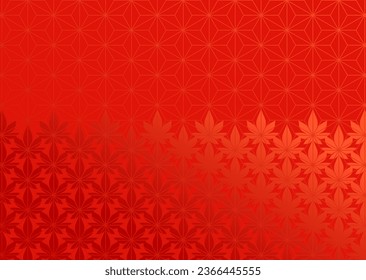 Vector illustration combining autumn leaves and traditional Japanese patterns