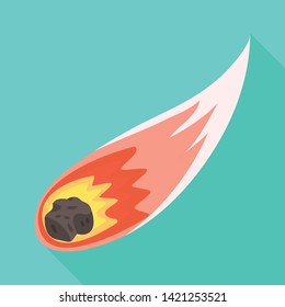 Vector illustration of comet and asteroid  symbol. Set of comet and rock  vector icon for stock.