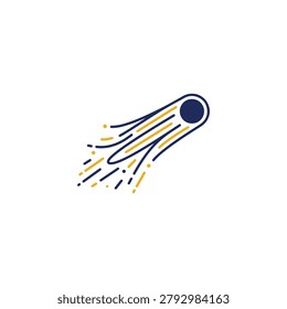 Vector illustration of a comet streaking across the sky with vibrant yellow and blue trails