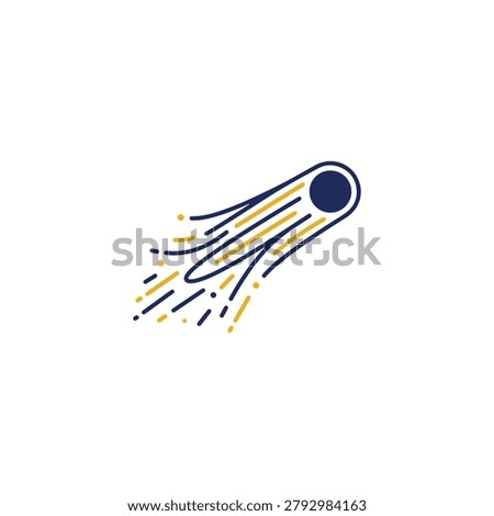 Vector illustration of a comet streaking across the sky with vibrant yellow and blue trails