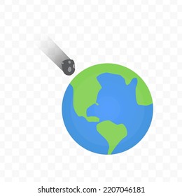 Vector illustration of comet towards earth icon sign and symbol. colored icons for website design .Simple design on transparent background (PNG).