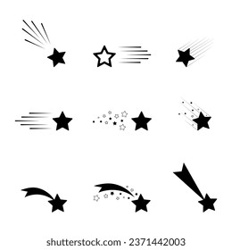 Ilustración vectorial de cometas y meteoritos, una estrella fugaz.