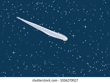 Vector illustration of comets in the starry space sky