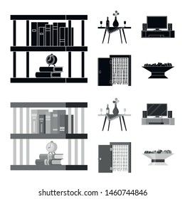 Vector illustration of comfort and equipment logo. Set of comfort and furniture stock symbol for web.