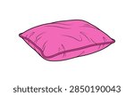 Vector illustration of a comfortable pink square bed pillow cushion for rest and sleep.