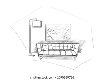 Vector illustration of comfortable sofa.