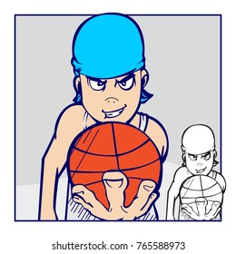 Vector illustration comic basketball player