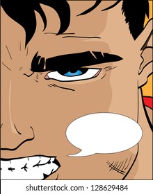 Vector Illustration Of A Comic Book Character With Speech Bubble