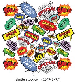vector illustration. comic design in the style of pop art. Color graphics for brochures, leaflets, cards and sales .