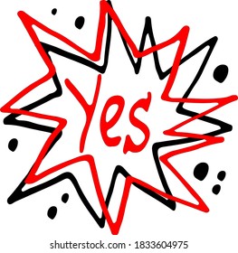 Vector illustration of comic doodle style phrases and words