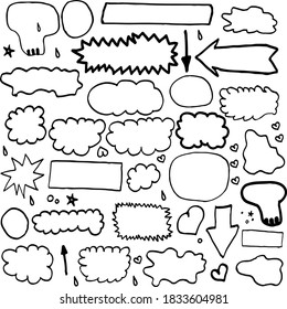 Ilustración vectorial de frases y palabras de estilo de doodle cómic