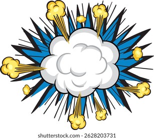 Vector illustration of comic explosion with clouds and dynamic lines