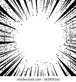 Vector illustration. Comic explosion. Graphic radial speed lines. Comic book design element.