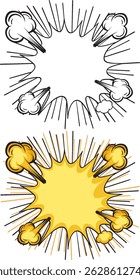 Vector illustration of comic style explosion speech bubbles in color