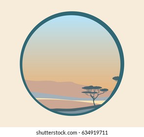 Vector illustration of coming sand storm in desert
abstract circle frame, nature landscape