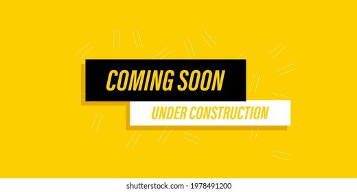 vector illustration for coming soon under construction sign template.