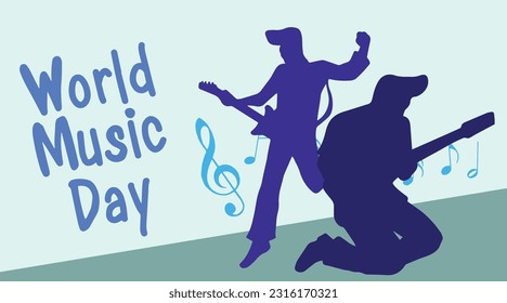 ilustración vectorial para conmemorar el día mundial de la música, celebrado en junio          