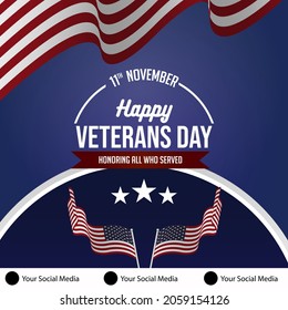 Vector illustration of commemorating Veterans Day in the United States. Perfect to add to your projects on social media or other platforms. available space for your social media accounts.