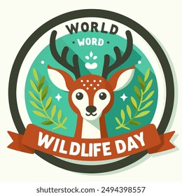 Vector illustration commemorating world wildlife day in the form of a deer logo