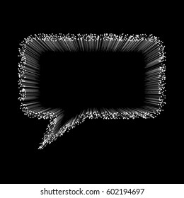Vector illustration with comment speech bubble icon filled with fibers.