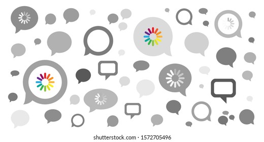 vector illustration of comments speech bubbles with loading bars for virtual chat and slow internet connection visual