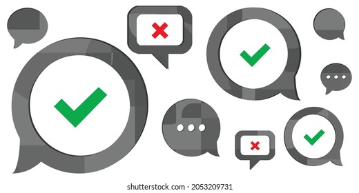 ilustración vectorial de los comentarios con tictac y cruz para los comentarios de estimación