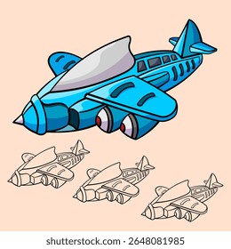 ilustração vetorial de aeronaves de caça comerciais