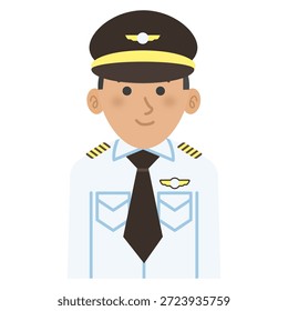 Ilustración vectorial de un piloto comercial con uniforme blanco