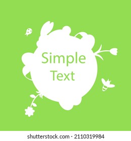 Vector illustration. For commercial. Spring logo in flat design and with rabbit, flowers, eggs, bee and ladybug.