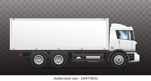 Vector illustration of commercial transportation and delivery truck, isolated on a semi-transparent background.