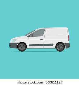 Vector Illustration Of A Commercial Vehicle In Flat Style.