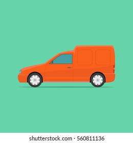 Vector Illustration Of A Commercial Vehicle In Flat Style.