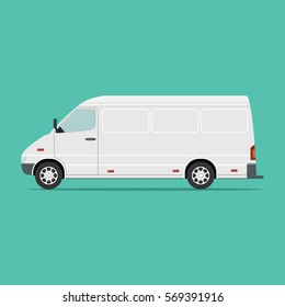 Vector Illustration Of A Commercial Vehicle In Flat Style.