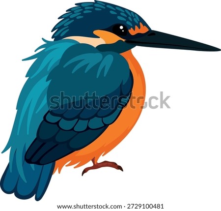 
Vector illustration of a common kingfisher in profile.