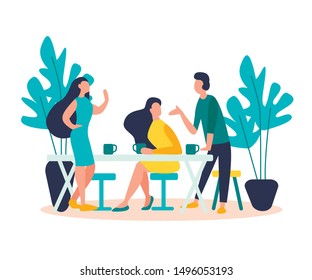 Vector illustration, communication, big idea and teamwork in a flat style. - Vector graphic