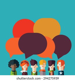 Vector illustration of a communication concept. People icons with colorful dialog speech bubbles. People Chatting