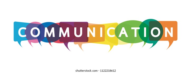 Vector illustration of a communication concept. The word communication with colorful dialog speech bubbles - Shutterstock ID 1122218612
