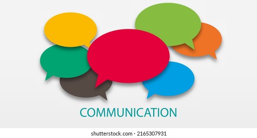 Ilustración vectorial del concepto de comunicación. Comunicación de palabras con coloridas burbujas de diálogo. Estilo de corte de papel sobre fondo blanco aislado. Concepto comunitario