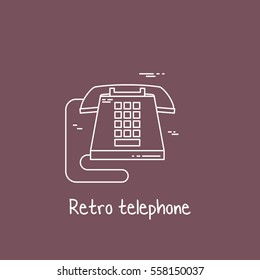 Vector illustration of communication device - classic retro vintage phone icon. Cell symbol silhouette isolated. Line style.