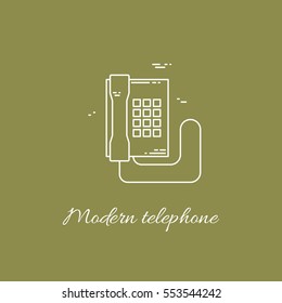 Vector illustration of communication device - modern phone icon. Cell symbol silhouette isolated. Line style