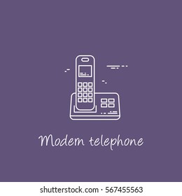 Vector illustration of communication device - modern phone icon. Cell symbol silhouette isolated. Line style.