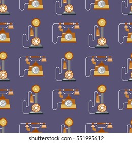 Vector illustration of communication devices seamless pattern. Retro vintage classic icons. Cell symbols silhouettes isolated. Flat style