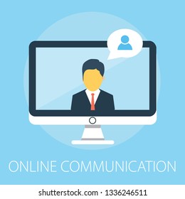 Vector illustration of communication and global technology with "online communication" computer technology concept